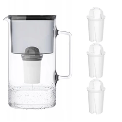 Wessper AquaClassic Crystalline 3L Czarny szklany dzbanek filtrujący z 3 wkładami