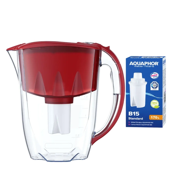 Aquaphor Ideal 2,8L Czerwony dzbanek filtrujący z wkładem B15