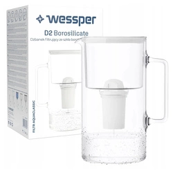 Wessper AquaClassic Crystalline 3L Biały szklany dzbanek filtrujący